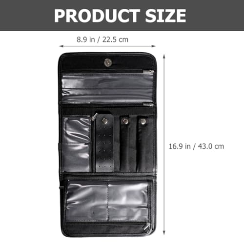 Estuche organizador de joyas en PU negro con diseño interior protector de poliéster 3