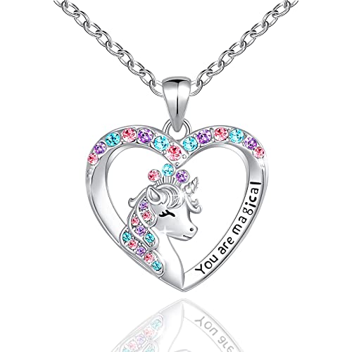 MAKOBLESSMOMO Einhorn Herz Halskette für Mädchen, You are Magical Einhorn Schmuck Geschenke für Mädchen Mütter Tochter Enkelin Nichte Cover