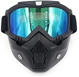 Easyinsmile Motorcycle Goggles with Detachable Mask,Road Riding UV Motorbike Glasses with Dustproof