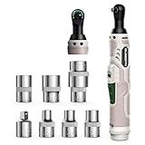 Oleodyn Electric Cordless Ratchet Wrench Kit 3/8, 50 Ft-lbs(80 N.m) 400 RPM, 12V Powered Ratchet Brushless High Speed with 7 Chrome Sockets & 1/4in Adaptor, 6000 mAh Large Capacity
