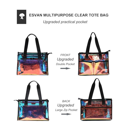 Iridescent Clear Tote Bag for Women, Waterproof Large Beach Tote Pool Swim Cruise Vacation Essentials4