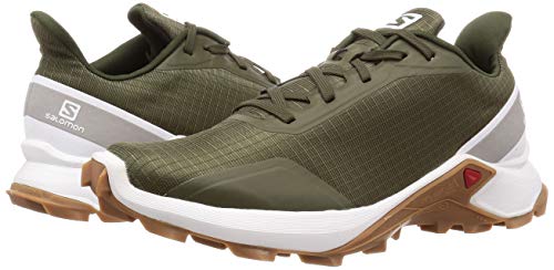 Salomon ALPHACROSS, Zapatillas de trail running para Hombre, Verde (Grape Leaf/White/Gum1a), 46 2/3 EU