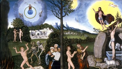 Affiche Toile Lucas Cranach Adam et Ève Portrait Décoration Murale 60x90cm