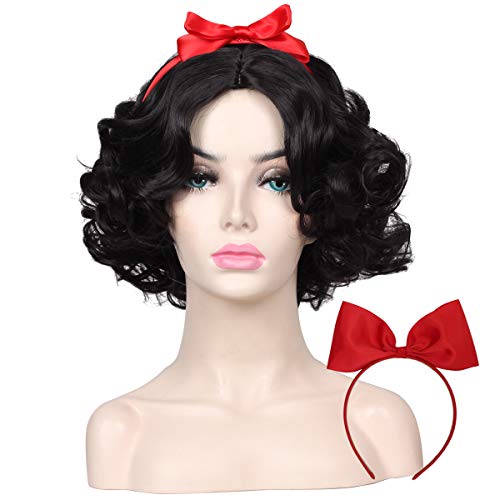 ColorGround Women’s Short Black Prestyled Curly Cosplay Costume Wig
