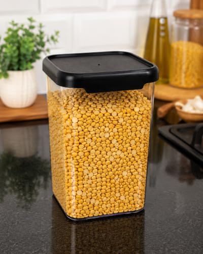Image of Multi-Purpose Container, Transparent Kitchen Organizer Box, Airtight Dry Food Storage Jar for Rice, Flour, Snacks & Grocery Storage, BPA Free, Space Saving Design (4, 1200, Milliliters)