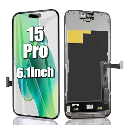 EFAITHFIX for iPhone 15 Pro Screen Replacement 6.1 Inch LCD 3D Touch Screen Display Full HD Digitizer Frame Assembly Compatible with Model A2848, A3101, A3102, A3104 with Waterproof Adhesive, No Tools