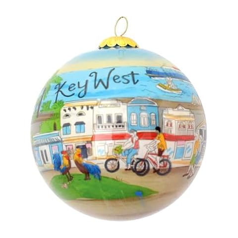 Art Studio Company - Hand Painted Christmas Ornament, Blown Glass, Hanging Tree Ornament, Holiday Decor, Key West Cover