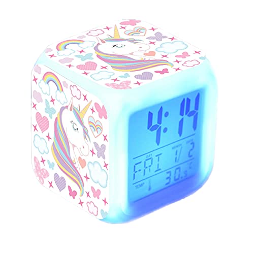 Despertadores Digitales Reloj Despertador Digital con 7 Colores cambiantes de luz, con 8 Sonidos de Alarma,Las Luces LED Muestran la Temperatura, la...
