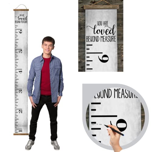 Gray Loved Beyond Measure Canvas Growth Chart for Wall Nursery