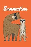 Summertime - Sommer Tiere Geschenk Notizbuch (Taschenbuch DIN A 5 Format Liniert): Cooles Lama und Erdmännchen mit Sonnenbrille Notizbuch, Notizheft, ... als Geschenkidee für Damen, Herren und Kinder