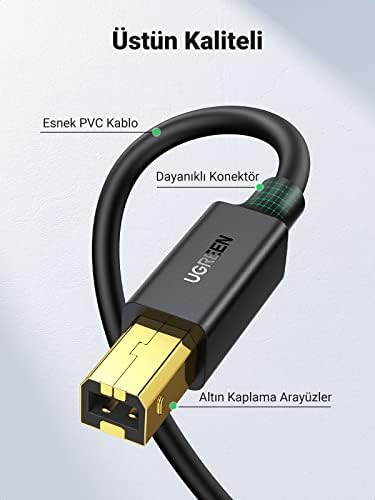 Ugreen USB den USB-B ye Yazıcı Tarayıcı Kablosu, 3 Metre - Görsel 6