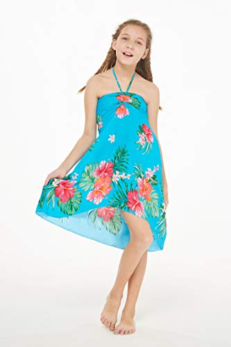 Girl Hawaiian Halter Dress in Pretty Tropical Hot Pink4