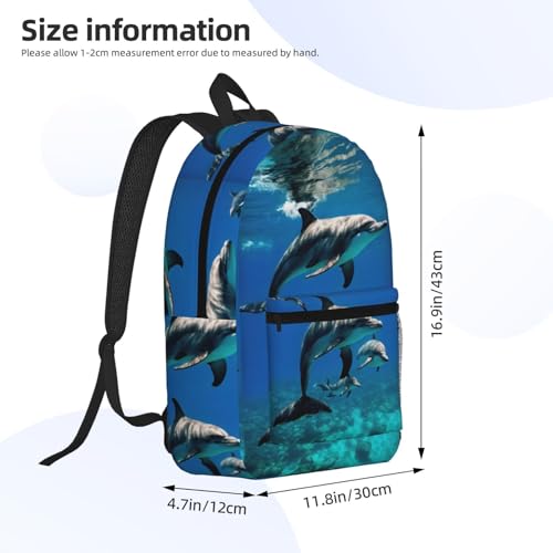 Sac à dos quotidien dauphin drôle 43,2 cm idéal pour voyage et sorties - 4