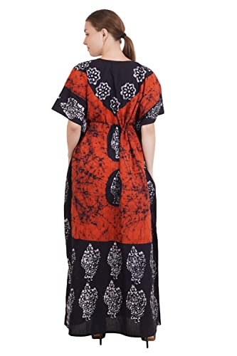 Image of Onekbhalo Women's Cotton Floral Kaftan Nighty Maxi Gown (OK Free Size)