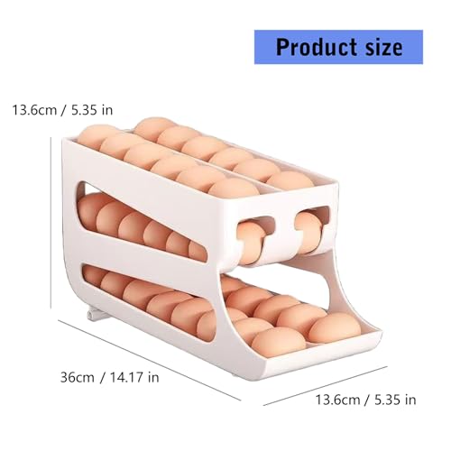 Caja de huevos para nevera auto-rodante de doble capa y estructura resistente 4