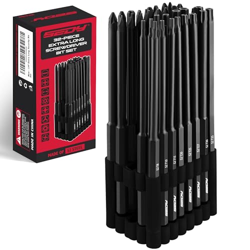 Extra Long Security Bit Set: 32-Piece S2 Steel Screwdriver Drill Bits for Tamper-Proof Screws, 6