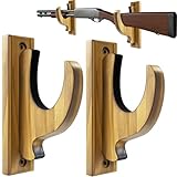 Elifinds Gun Rack Wall Mount, Solid Wood Gun Holder Rifle Shotgun Hooks Hanger for Vintage Gun Airgun Archery Bow Sword Horizontal Display (2 Pack)