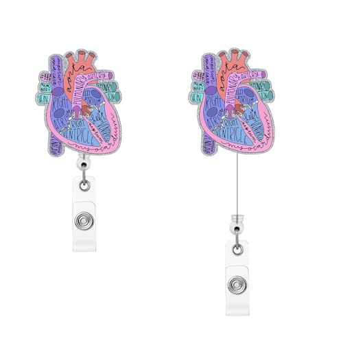 Badge Reel, Nurse Badge Holder Cardiac Retractable Holder ID Card Clip Anatomy for Hospital Office Doctor Student Teacher Y8XZSSKJ