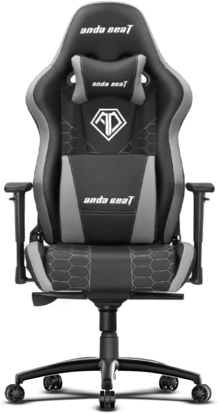 Anda Seat Spirit King High Back Computer Office Desk Executive Swivel Chair with Adjustable Headrest and Lumbar Support, Easy Assembly - Black/Grey [Large Size Big and Tall 400lb Gaming Racing Chair]