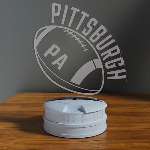Image of CLORURBANLIVE 3D Football Pittsburgh Night Light 3D Illusion Lamp with Remote Control 16 Color Options Sports Decor Lighting for Fans - Multicoloured OneSize
