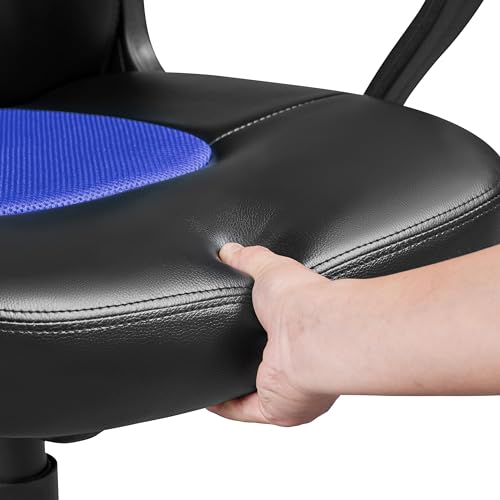 Sedia/Poltrona da Ufficio Scrivania Ergonomica Portata 150 kg Girevole Altezza Regolabile a Rotelle Schienale Alto Reclinabile per Computer in Ecopelle Nera/Blu - Sedia gaming - Immagine 7