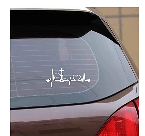 MDGCYDR Autoaufkleber Heckscheibe Tuning 14.2Cm*6Cm Hookah Heartbeat Lifeline Decal Vinyl Black/Silver Car Sticker – Bild 4