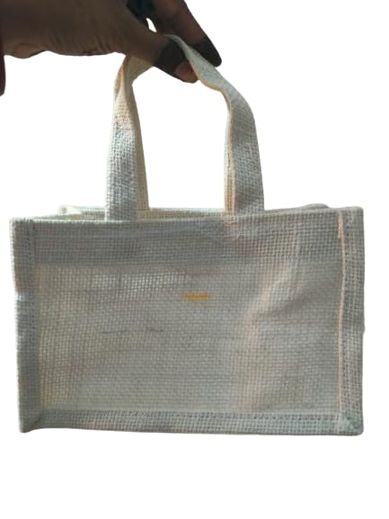 Meka Creations white Jute Gifting Bag for Return Favours, Diwali, Rakhi, Baby Shower, New Born Announcement, Cookies, Dry Fruit, Chocolates Gifting (8 * 5 Inches) (pack 5) (B0D4J9V4NQ) Amazon Price History, Amazon Price Tracker