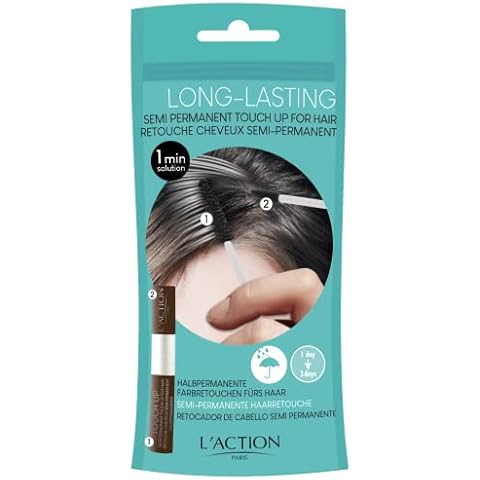 L'Action Paris Long Lasting Semi Permanent Touch Up For Hair, Covers Grey Hair & Discoloured Hair Roots, Water-Resistant Dark Brown Cover