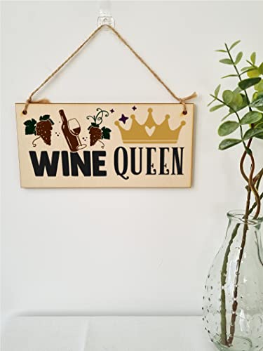 The Plum Penguin Wine Queen Funny Novelty Handmade Wooden Hanging Wall Plaque Great Friendship Gift Home Bar Sign Decoration - Image 2