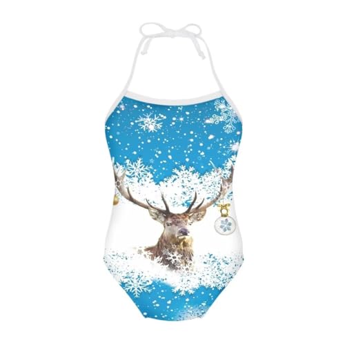 Image of Girl Funny Cute Beach Sport Halter One Piece Swimsuit Bathing Suit for 3-10 Year
