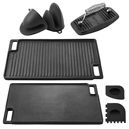 HOUSALE Plancha de hierro fundido, parrilla para barbacoa, horno, parrilla de cocción...