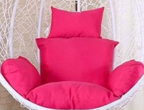 Image of Single Seater Swing Chair with Stand and Cushion Hammock Swing for Adult Outdoor Indoor Garden Living Room Balcony Hanging Chair (White Pink)