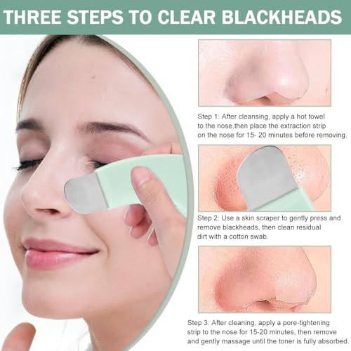 Image of MAYCREATE 3-in-1 Blackhead Remover Tool, Blackhead Scraper with Double-Sided Silicone Face Cleansing Brush, Deep Pore Cleaner for Nose, Chin & Facial Exfoliation