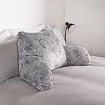 OHS Cuddle Cushion for Adults, Reading Pillow for Bed Adult Kids Super Soft Cosy Fleece Gaming Print Support Pillow with Arms Back Support Cushion Relaxing Comfy, Grey