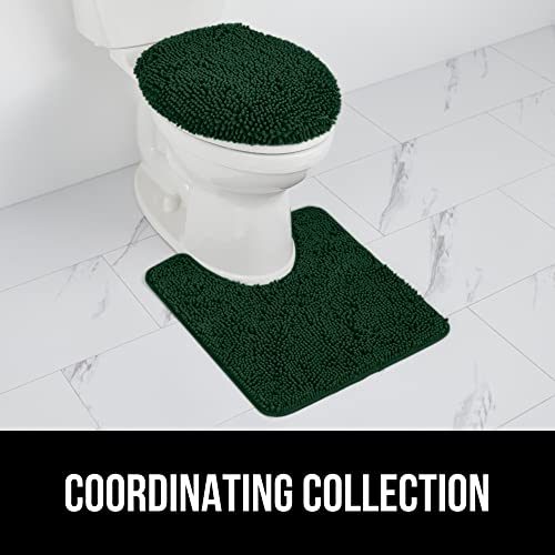 Image of GORILLA GRIP Soft Chenille Bathroom Toilet Lid Cover, Machine Washable Seat Covers, 19.5x18.5, Stays in Place Rubber Backing, Fits Most Round, Elongated and Oblong Lids, Accessories Decor, Hunter