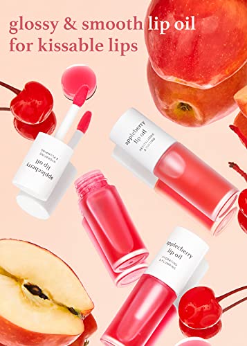 Image of NOONI Korean Lip Oil Set - Appleberry & Applecherry | Long-Lasting, Moisturizing, Plumping, Revitalizing for Dry Lips, Waterproof, No Peel Off, Stocking Stuffers, lip plumper 0.12 FL Oz x 2ea
