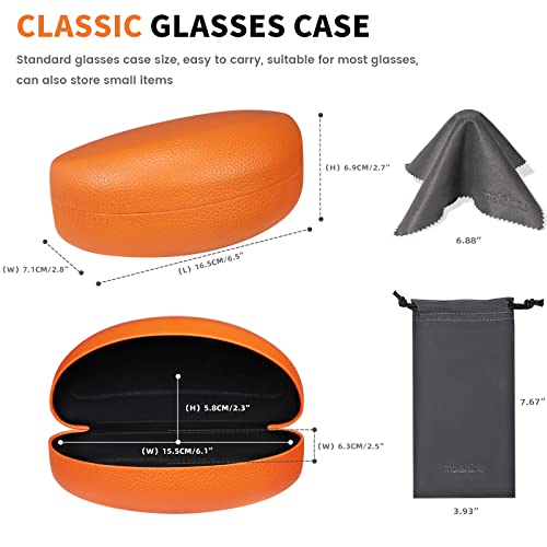 molshine Hard Shell Sunglasses Case,PU Leather Classic Large Glasses Case for Women Men Lady