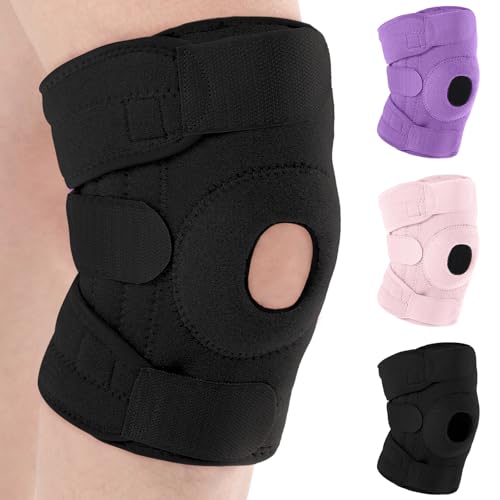 Image of Foilswirl 3 Pcs Kids Knee Brace with Side Stabilizers,Black, Purple, Pink