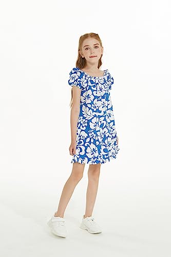 Girl Hawaiian Simple Muumuu Dress in Classic Hibiscus Blue Size 4 by Hawaii Hangover - Used condition - Image 8