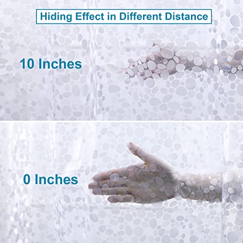 Image of NTBAY EVA Semi-Transparent Clear Shower Curtain with Pebbles, Water-Repellent Liner with 3 Magnets for Bathroom, 72x72 Inches