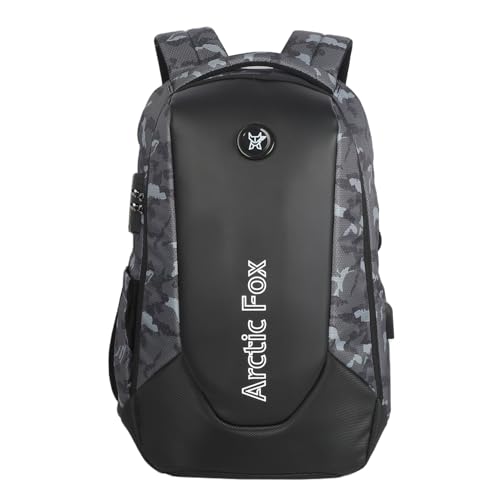 Image of Arctic Fox Ranger Anti-Theft Backpack with USB Charging Port | 35 Ltr Capacity | Multipurpose Backpack |Rain Cover | Number Lock | 15.5 Inch Laptop Backpack (Camo Grey)