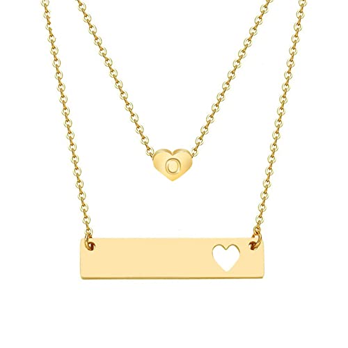 JJTZX Mother Daughter Set Initial Heart Name Necklace Mothers Day Gifts for Mom Daughter (Heart-O)