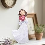 Hodao Hand-Carved Mother's Day Resin Sculpture - Mom Figurine Holding Flowers, Forever Keepsake Gift for Mom, Birthday Gift for Grandma, Customizable Heartfelt Home Table Decor (White-Heart) - Image 3