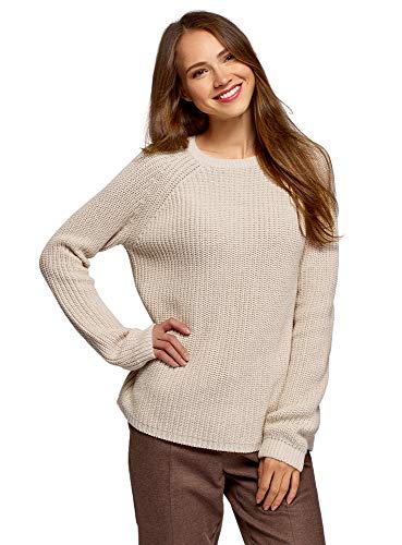 oodji Collection Femme Pull Long en Maille Chinée, Beige, XS Cover