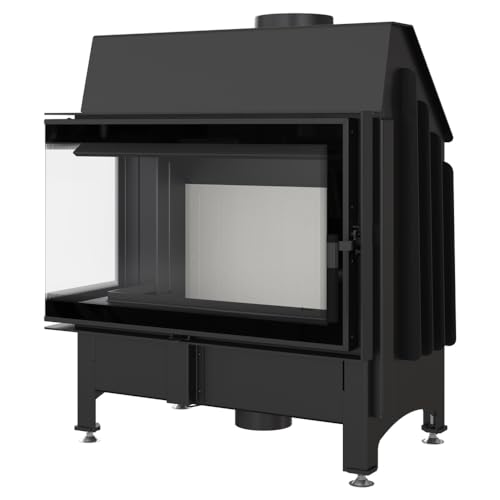 KRATKI Kamineinsatz ZIBI Deco Links 11kW - Kaminkassette - Holzkamin - 2.BImSchV 15a B-Vg - Lufteinlass 125mm - Cremefarbe Kaminverkleidung - modern Deco-Verglasung - Hersteller KRATKI