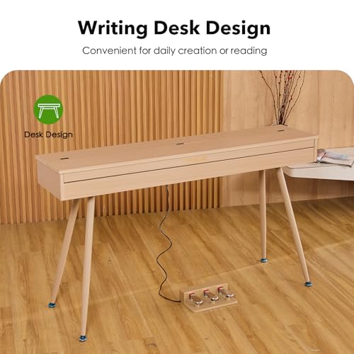 Image of Digital Piano 88 Key Weighted Keyboard,Full-Size Desk Progressive Hammer-Action Electric Piano For Beginners, With Sheet Music Stand, Pedal,Power Adapter, Headphone Mode, Usb-Mid (Maple)