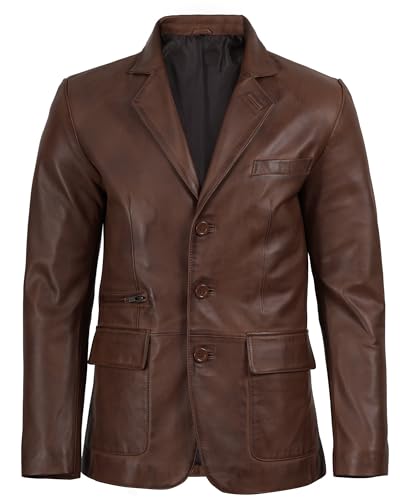 Image of Mens Real Lambskin Leather Blazer Jacket Sport Coat Style Business Casual
