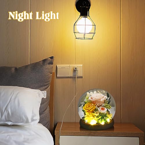Rosa con luces LED y cúpula de vidrio brillante para obsequiar a tu esposa o pareja 6