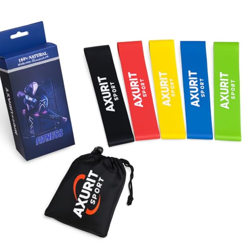 5 bandes élastiques de résistance avec 5 niveaux de résistance différentes 5 couleurs différentes Sans Latex Entraînement Complet Corps Elastique Sport Musculation, Fitness, Yoga, Pilates, Rééducation