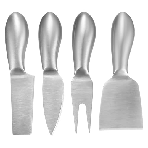 4 Stück Käsemesser Set, Edelstahl Käsebesteck Set, Buttermesser Kleine Käsemesser, Dessertmesser, Streichmesser Werkzeuge für Käsefondue...